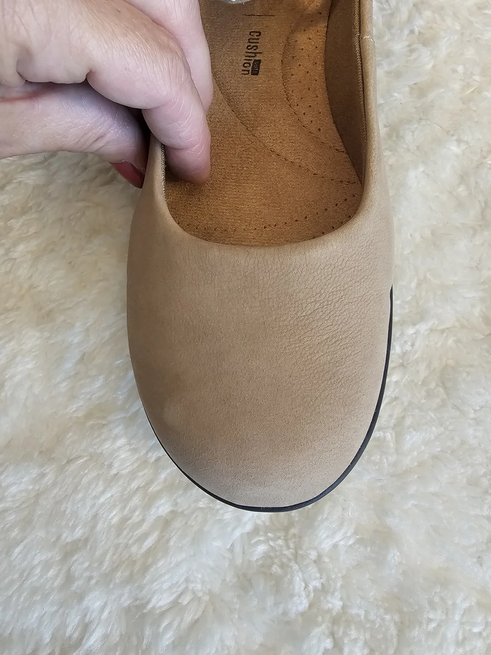 Clarks Medora Nina Mushroom Nubuck Leather Ankle Strap Flats Comfort US 8M NIB